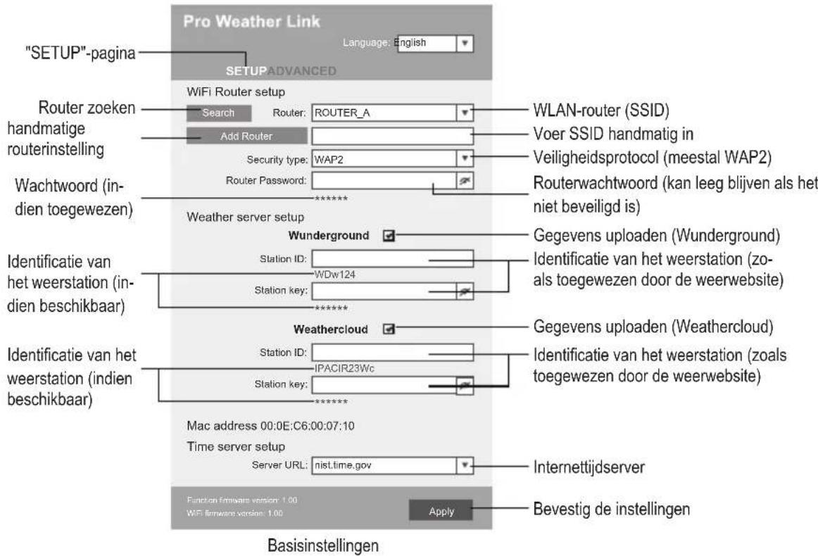 Eurochron EC4406126 - a) Instelpagina van het weerstation - 1