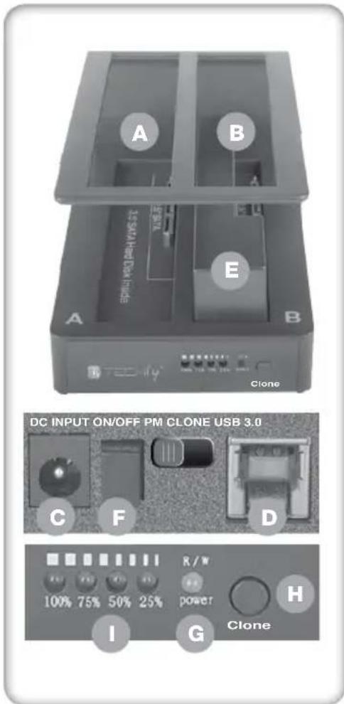 Techly ICASE SATATST42 - Clonage: copie d'un disque dur sans utiliser d'ordinateur - 1