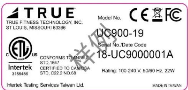 True UC900 - 警告标贴: - 3