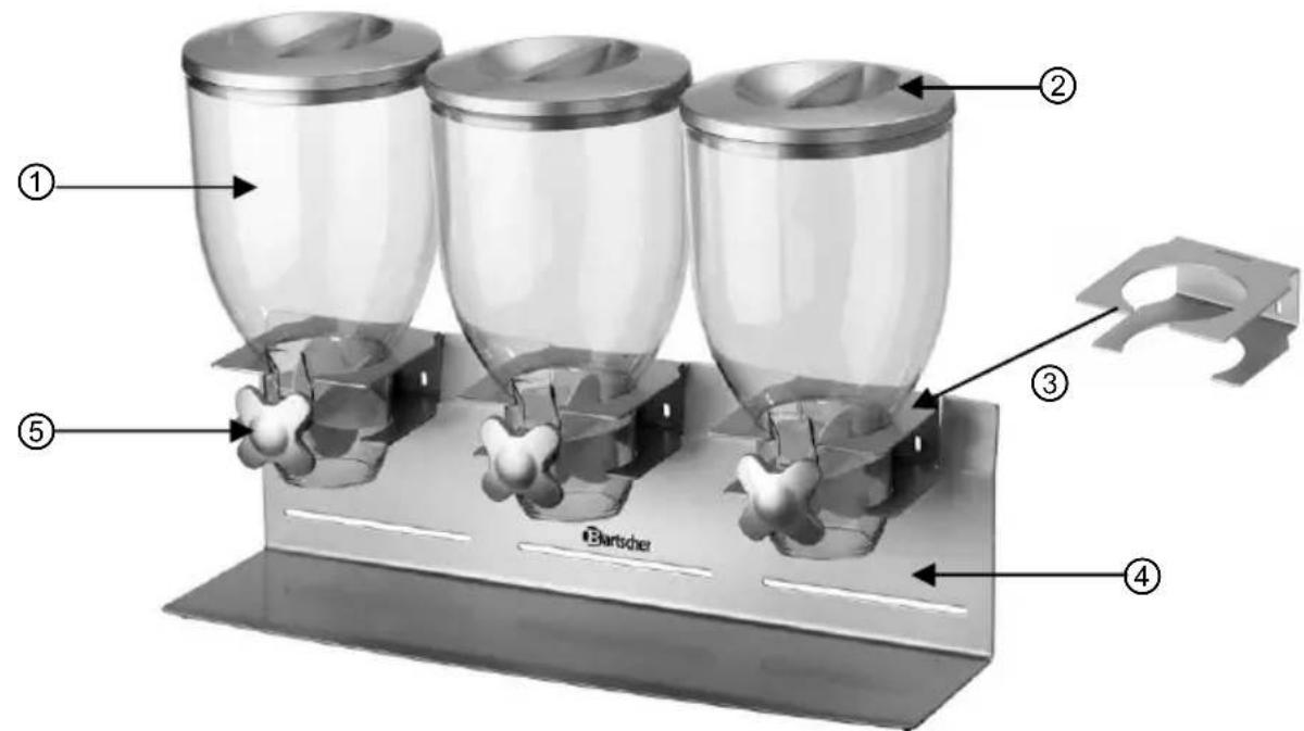 BARTSCHER 500379 - Dispensador de cereales, triple 500379 - 1