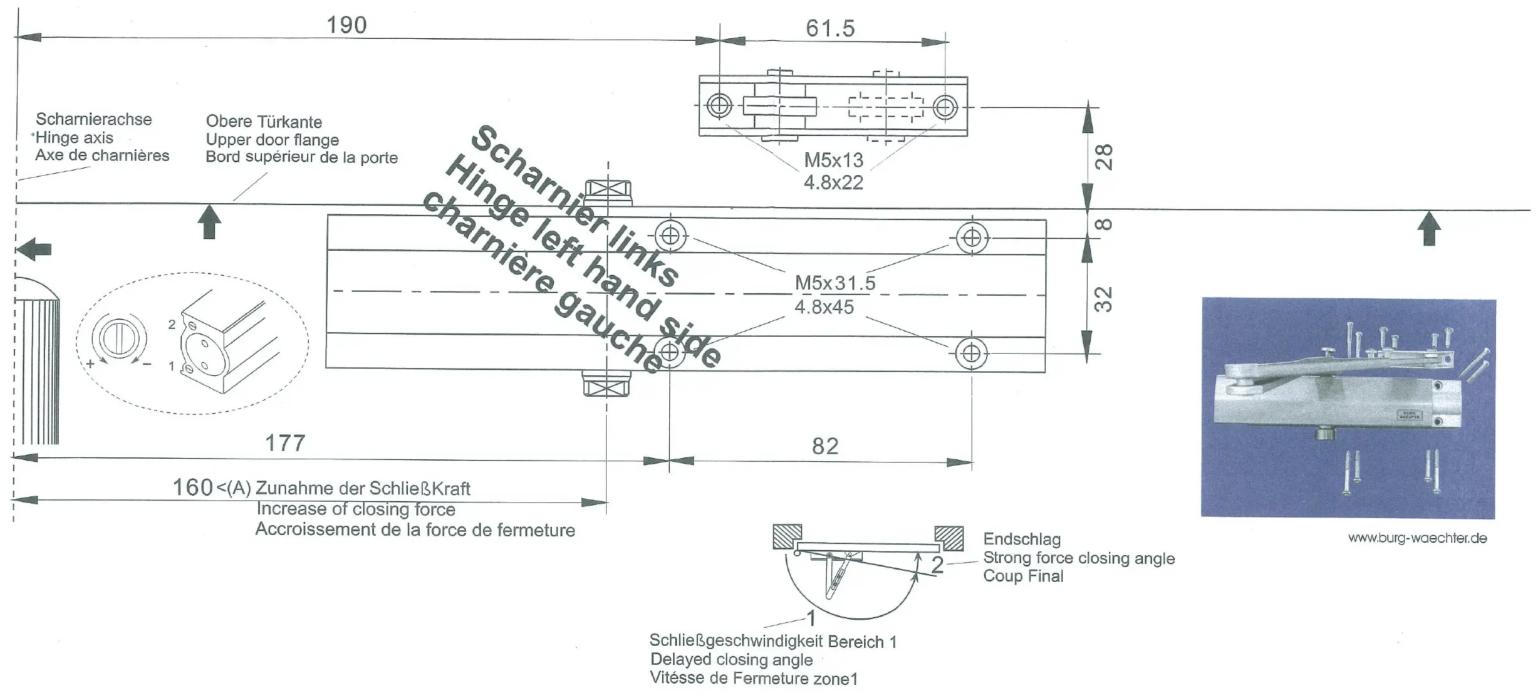 Burg Wächter TS 501 - Notice de montage pour ferme-portes TS 501 - 1