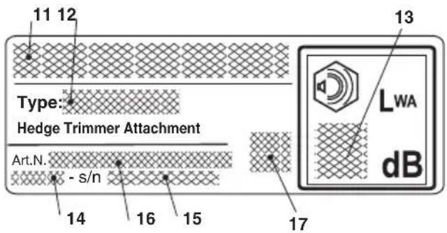 11 12 Type: Hedge Trimmer Attachment Art.N. - s/n 14 16 15 17 LWA dB 13