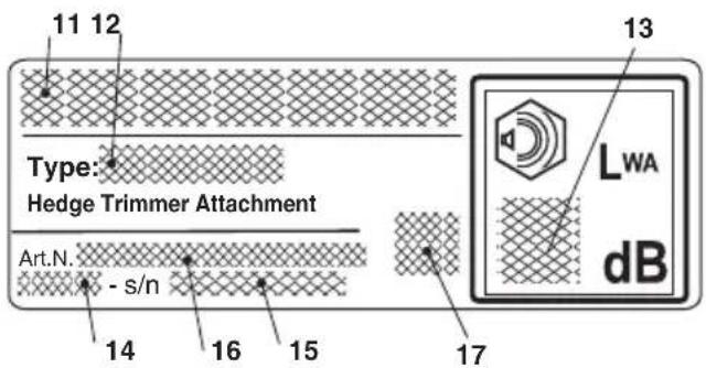 11 12 Type: Hedge Trimmer Attachment Art.N. - s/n 14 16 15 17 13 LWA dB