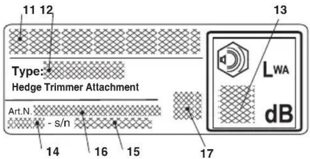 11 12 Type: Hedge Trimmer Attachment Art.N. - s/n 14 16 15 17 LWA dB