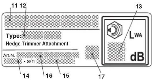 11 12 Type: Hedge Trimmer Attachment Art.N. - s/n 14 16 15 17 13 LWA dB