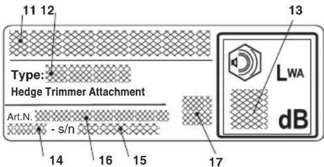 11 12 Type: Hedge Trimmer Attachment Art.N. - s/n 14 16 15 17 LWA dB