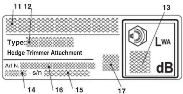 11 12 Type: Hedge Trimmer Attachment Art.N. - s/n 14 16 15 17 13 LWA dB