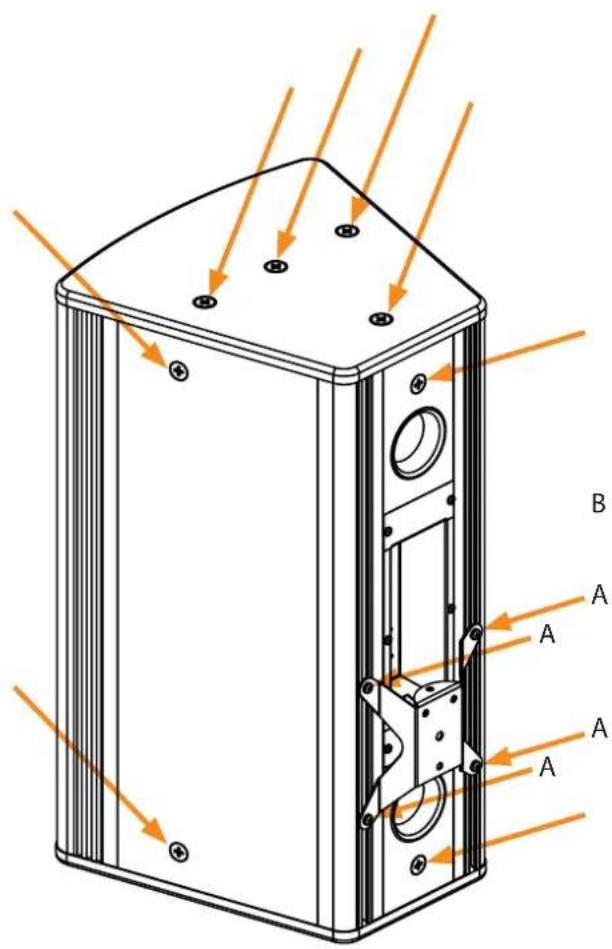MARTIN CM9 - Points d'accroche sur l'enceinte. - 1