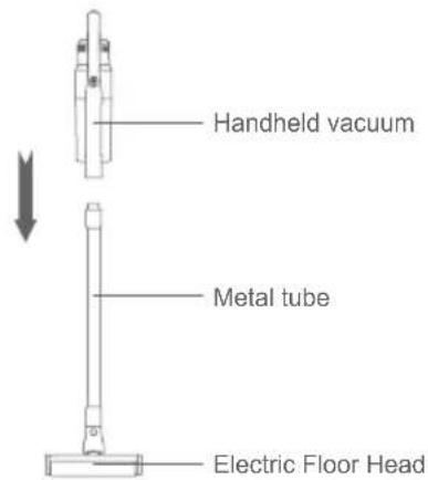 JIMMY JV63 - Assemble the electric head floor, metal tube and handheld vacuum cleaner - 2