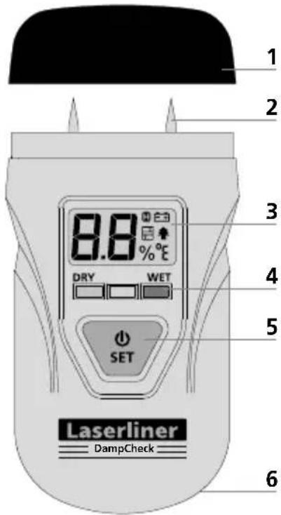 1 2 3 4 5 SET 8.8 °C DRY WET Laserliner DampCheck 6