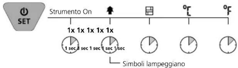 SET Strumento On 1x 1x 1x 1x 1x 1 sec 3 sec 1 sec 7 sec 1 sec Simboli lampeggiano