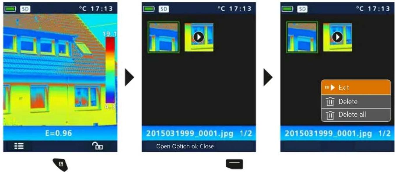 Laserliner ThermoCameraCompact Plus - Media gallery / playback mode / to delete recording - 1