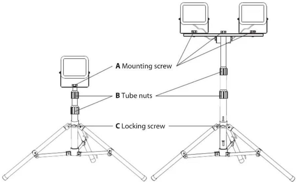 BRENNENSTUHL JARO 3003 CM - ASSEMBLY OF THE LED FLOODLIGHT ON THE TRIPOD - 1