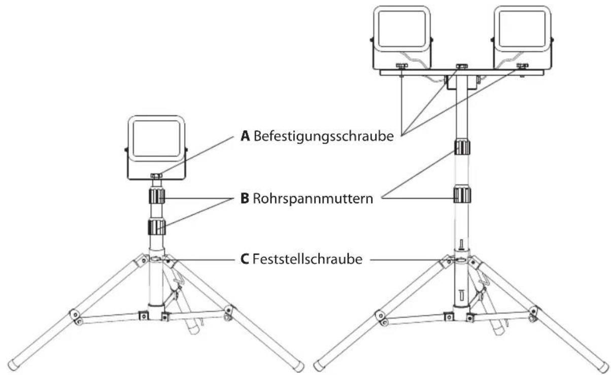 BRENNENSTUHL JARO 7003 M - MONTAGE DES LED STRAHLERS AUF DEM STATIV - 1
