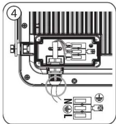 Technical diagram of an electrical connector with labeled parts and connection points
