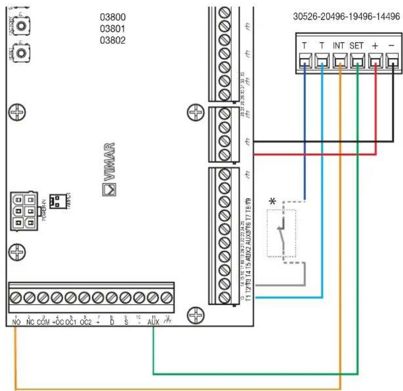 Vimar 20496.B - Branchement avec la centrale (art. 03800, 03801 ou 03802) - 2
