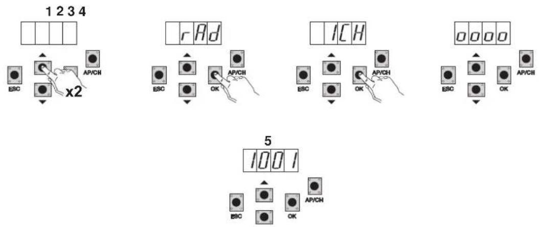 Vimar ELVOX RA98 - 7.2- Procedimiento para memorizar un mando a distancia asociado a la tecla APCH: - 1
