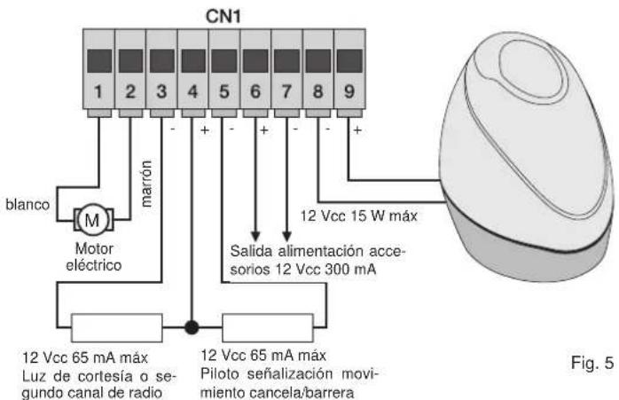 Vimar ELVOX RA98 - 4.2- Cableado de luz rotativa, luz de cortesía y piloto de señalización del movimiento de la cancela/barrera - 1