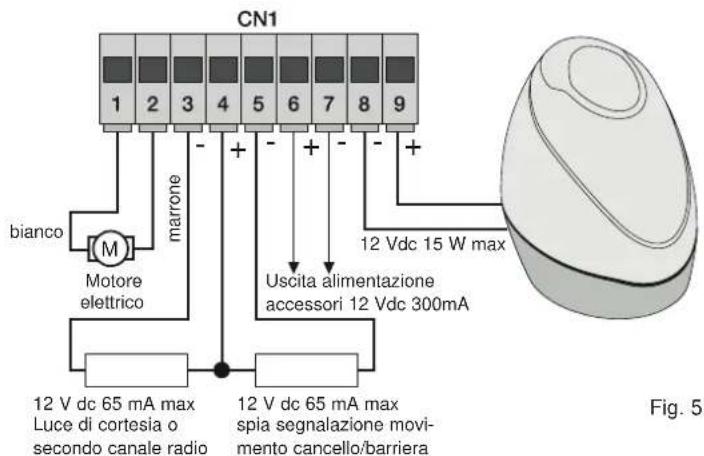 Vimar ELVOX RA98 - 4.2- Cablaggio lampeggiante, luce di cortesia e spia di segnalazione movimento cancello/barriera - 1