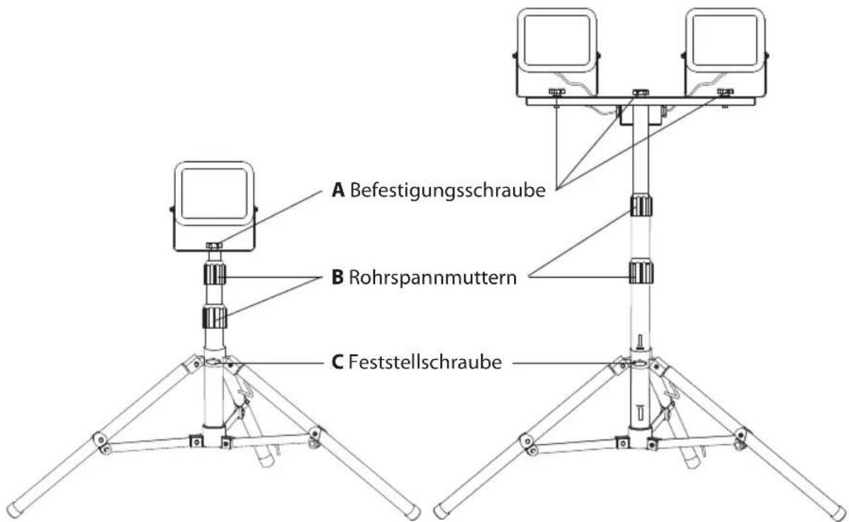 BRENNENSTUHL JARO 3003 M - MONTAGE DES LED STRAHLERS AUF DEM STATIV - 1