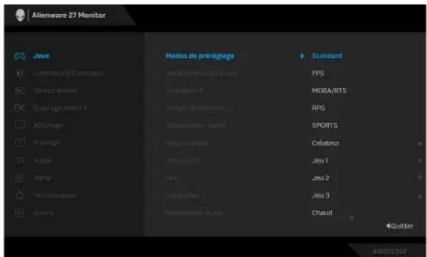 ALIENWARE AW2723DF - Modes de préréglage - 1