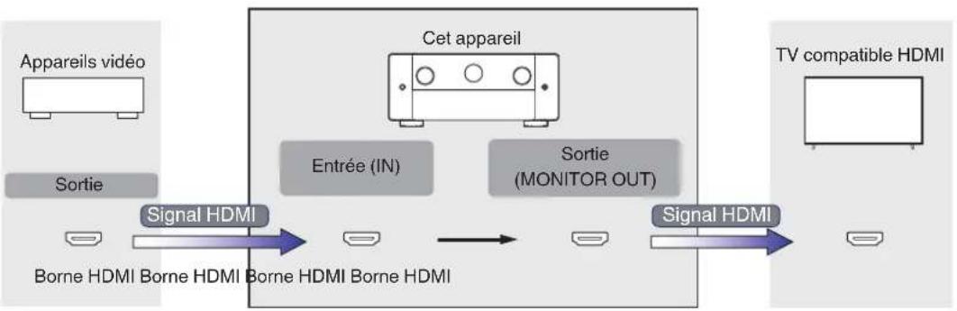 MARANTZ AV 10 - Relation entre les signaux vidéo et la sortie du monitor - 1