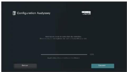 MARANTZ AV 10 - Lorsque l'analyse et la sauvegarde sont terminées, débranchez le microphone d'étalonnage du son de la prise SETUP MIC de l'appareil principal puis appuyez sur "Suivant". - 1