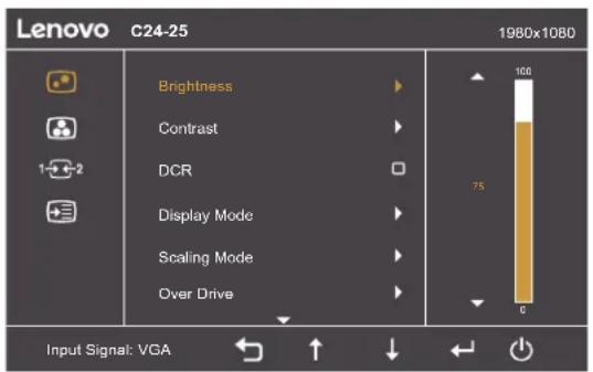 LENOVO C2425 - En utilisant les contrôles du menu OSD (affichage à l'écran) - 1