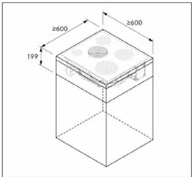 BORA S Pure - Dimensions minimales du meuble pour S Pure (PURSA, PURSU) - 1