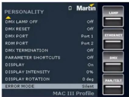 MARTIN MAC III Profile - Optimisation des performances - 5