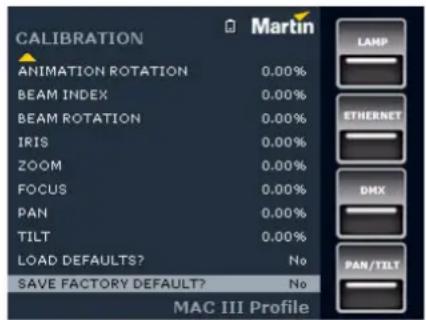 MARTIN MAC III Profile - Étalonnage des effets - 1