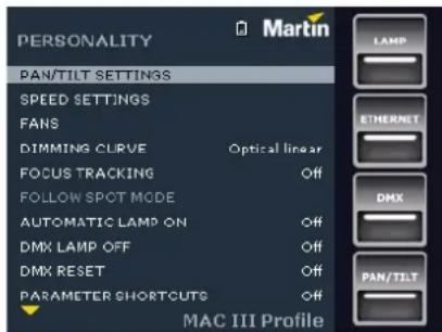 MARTIN MAC III Profile - Optimisation des performances - 1