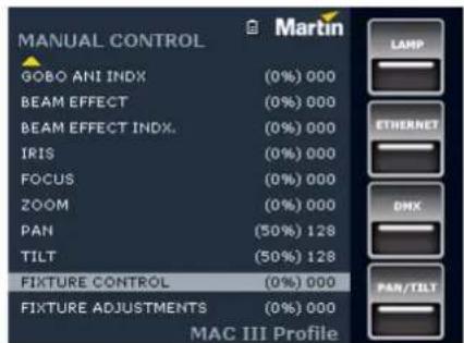 MARTIN MAC III Profile - Contrôle manuel - 1