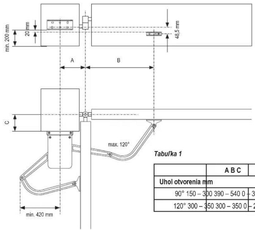 CHAMBERLAIN CHAA250EVC - Rozmery brany a pohonu - 3