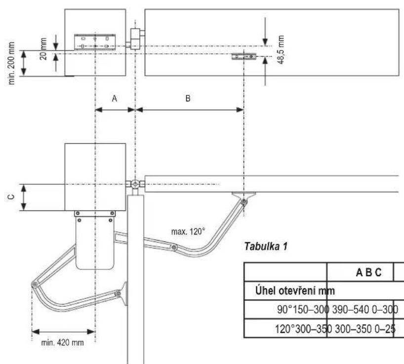 CHAMBERLAIN CHAA250EVC - Rozmery vrat a pohonu - 3