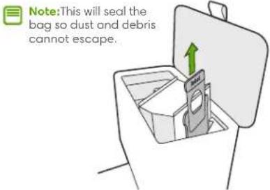 Note:This will seal the bag so dust and debris cannot escape.
