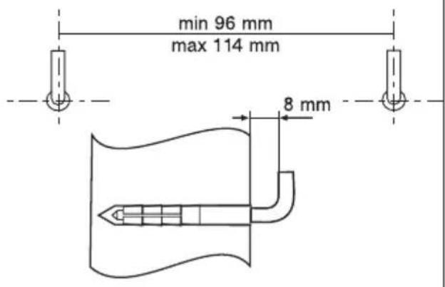 min 96 mm max 114 mm 8 mm