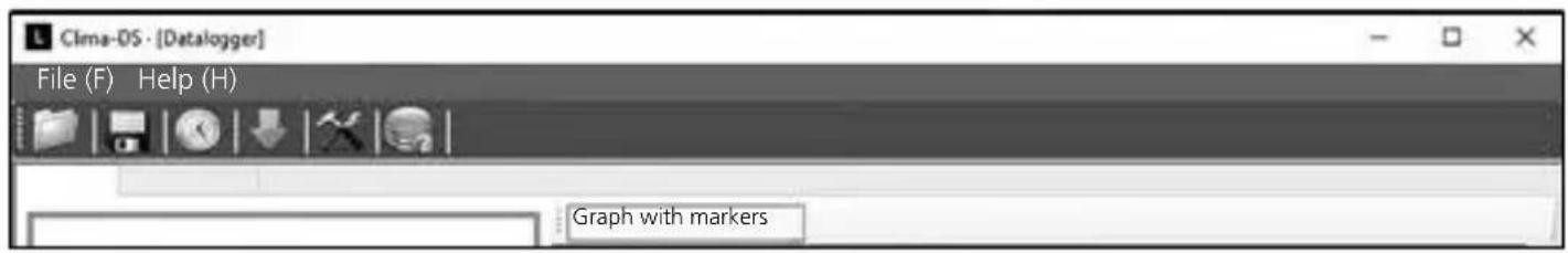 Clima-OS - [Datalogger] File (F) Help (H) Graph with markers