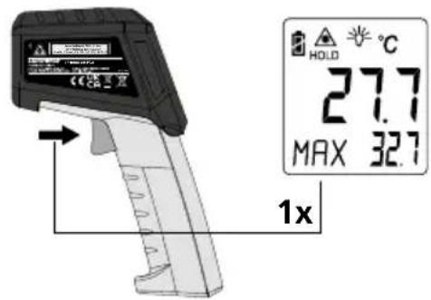 Laserliner ThermoSpot Plus - Affichage de la valeur maximale (MAX) - 1