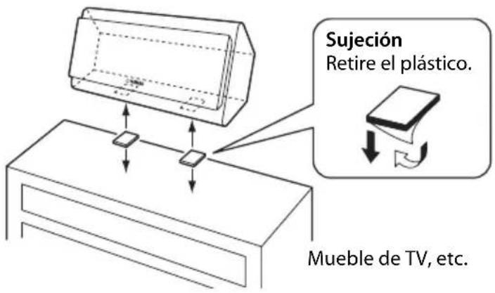 Sujeción Retire el plástico. Mueble de TV, etc.