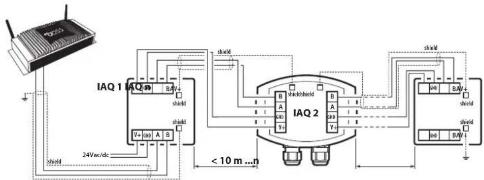Carel ensors DP - Anschluss an das RS485-Überwachungsgerät, typische Installation - 4