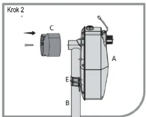 GRE SCR55 - 3- JAK SE MONTUJE ELEKTRICKÝ STROJEK NA RUČNÍ CÍVKU KRYTU BAZÉNU Montáž na rám ve tvaru T na cívce pro ruční ovládání krytu bazénu. - 2