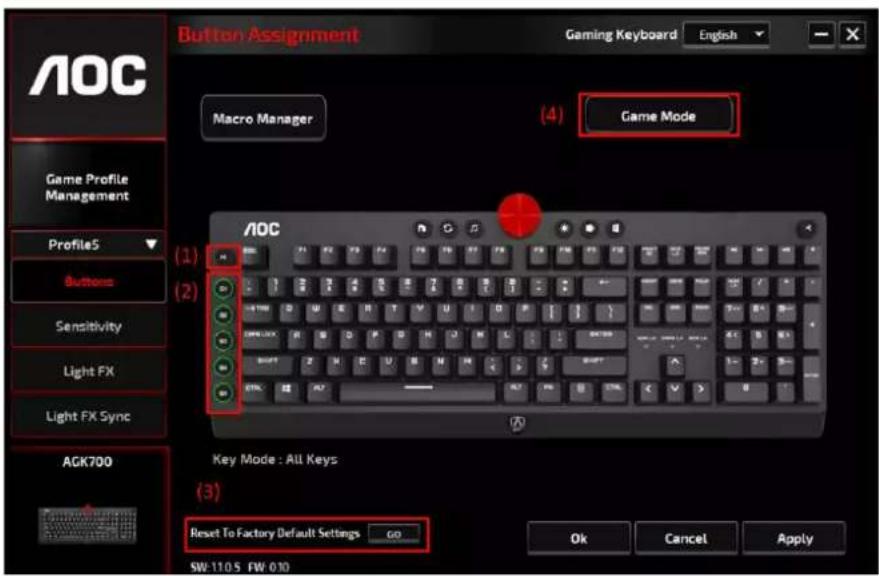 AOC AGON AGK700 - - Affection des boutons - 1