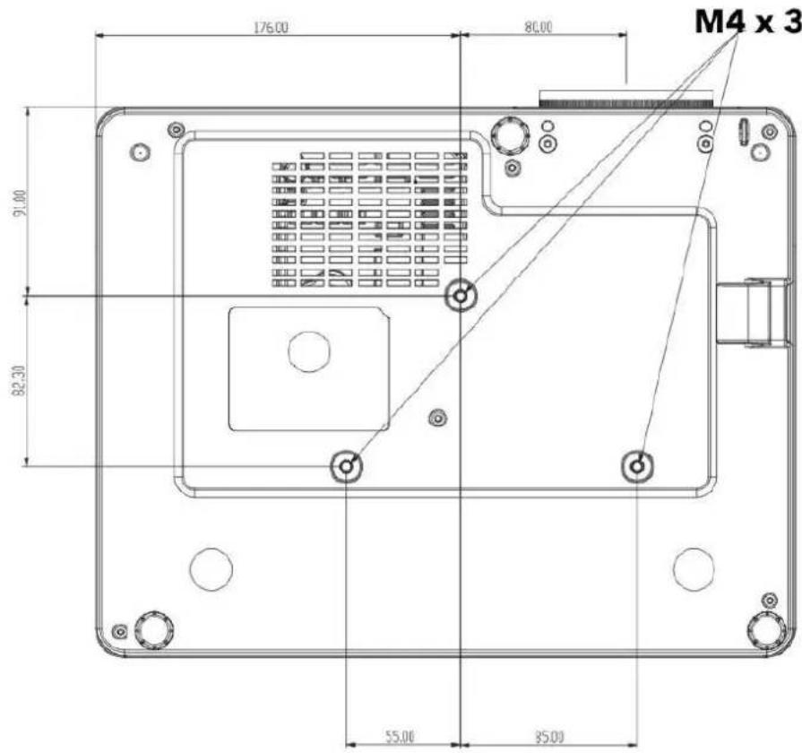 INFOCUS Quantum Laser INL156 - Schéma des TROUS de fixation - 1