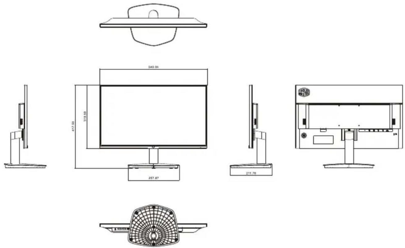 COOLER MASTER GM238FFS - Dimensions externes du produit - 1