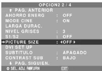 NEC PlasmaSync 42XM4 - Ajuste del tamaño de la imagen para las señales de entrada RGB - 1