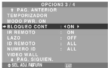 NEC PlasmaSync 50XM5 - Activación/desactivación de los controles del panel delantero - 1