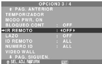 NEC PlasmaSync 50XM5 - Activación/desactivación de la transmisión inalámbrica del mando a distancia - 1