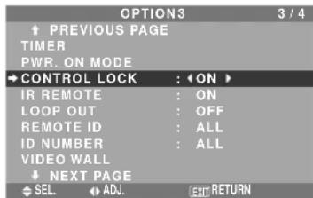 NEC PlasmaSync 50XM5 - Enabling/disabling the front panel controls - 1