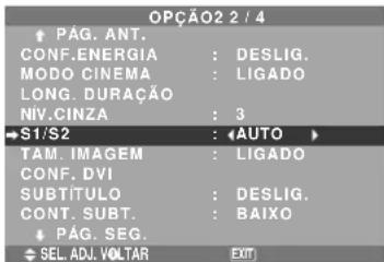 NEC PlasmaSync 61XM4 - Definir o tamanho de tela para a entrada de vídeo S1/S2 - 1